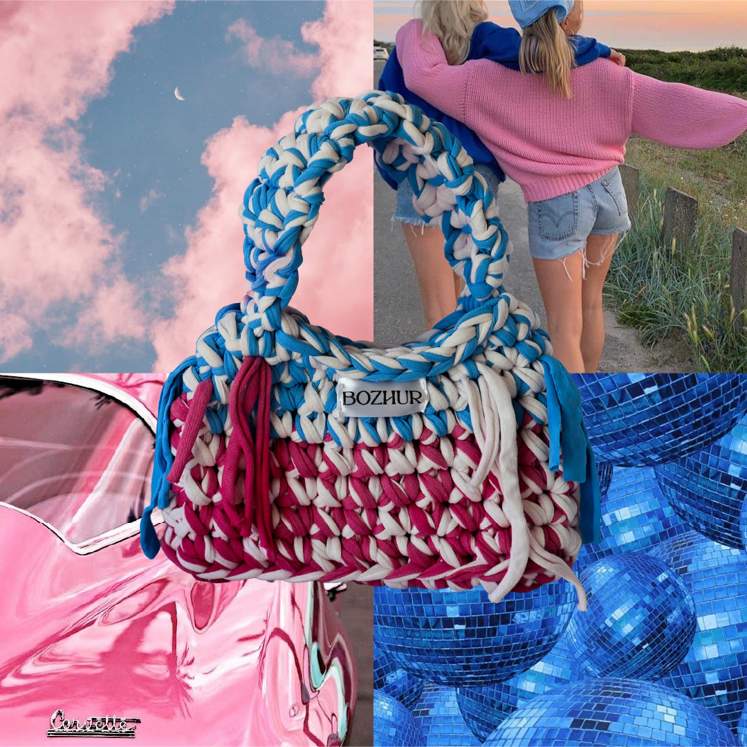 Плетена чанта Mini Tote - розово лято