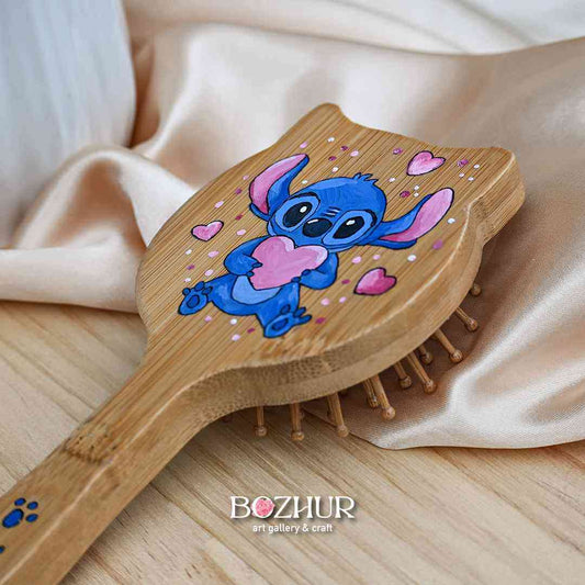 Рисувана четка за коса - детска "stitch"