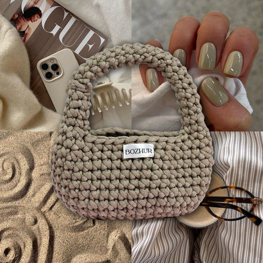 Плетена чанта Bubble - Beige