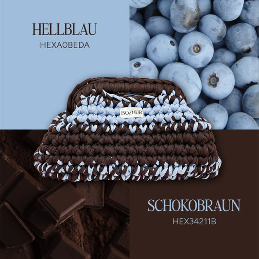 Плетена чанта Medium Clutch - Blueberry Brownie
