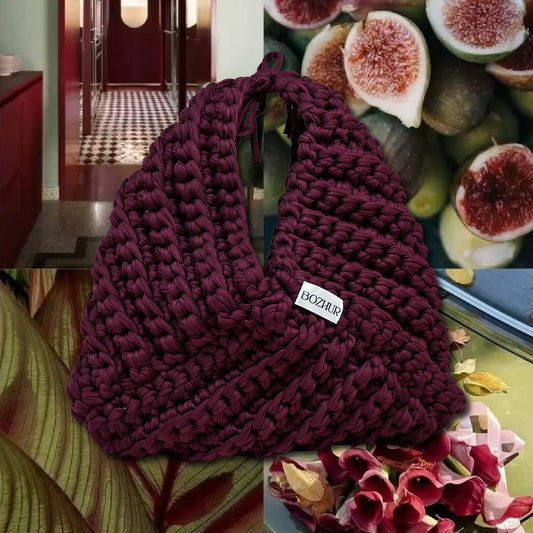 Плетена чанта Medium Triangle - Burgundy