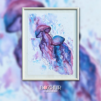„Медузи“ – акварелна картина, 30×40 см