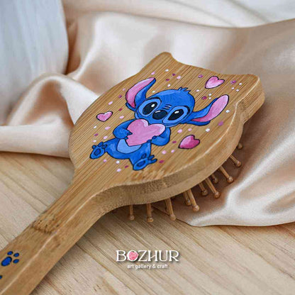 Рисувана четка за коса - детска "stitch"